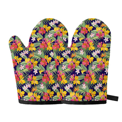 Tropical Alstroemeria Pattern Print Oven Mitts