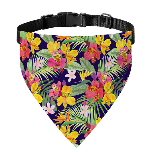 Tropical Alstroemeria Pattern Print Over The Collar Dog Bandana