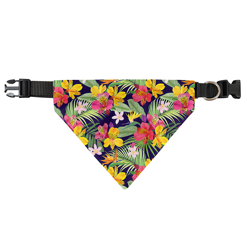 Tropical Alstroemeria Pattern Print Over The Collar Dog Bandana