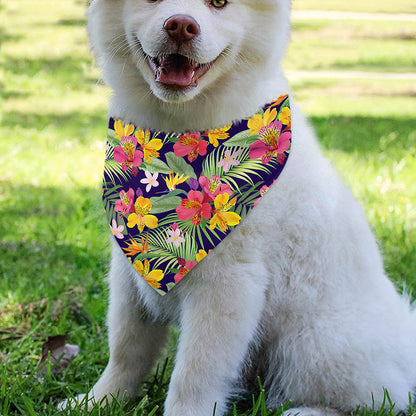 Tropical Alstroemeria Pattern Print Over The Collar Dog Bandana