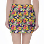 Tropical Alstroemeria Pattern Print Pencil Mini Skirt