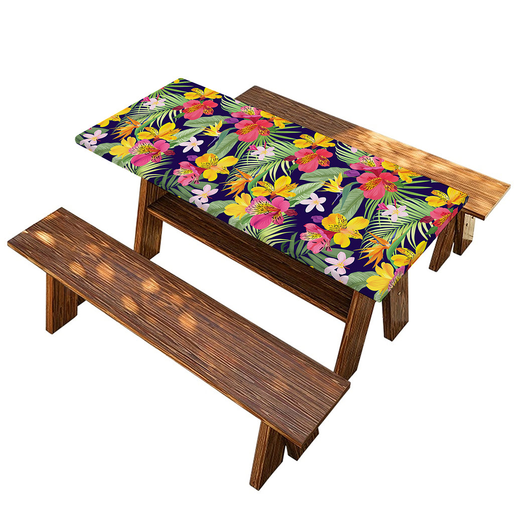 Tropical Alstroemeria Pattern Print Picnic Table Cover