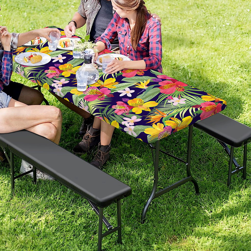 Tropical Alstroemeria Pattern Print Picnic Table Cover