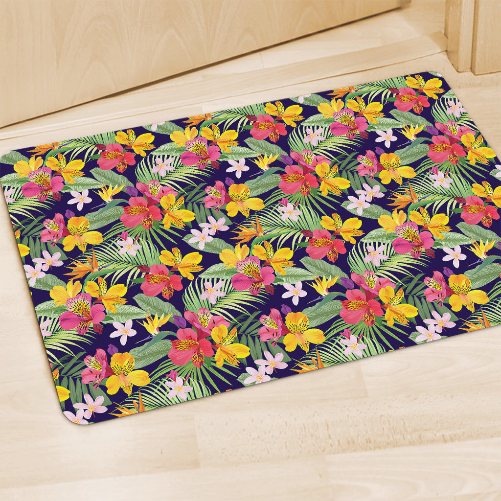 Tropical Alstroemeria Pattern Print Polyester Doormat