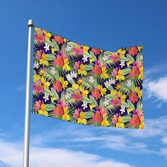 Tropical Alstroemeria Pattern Print Polyester Flag
