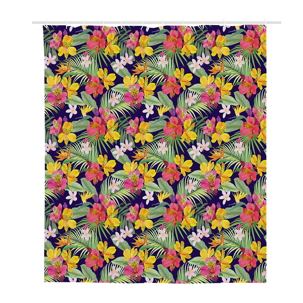 Tropical Alstroemeria Pattern Print Polyester Shower Curtain