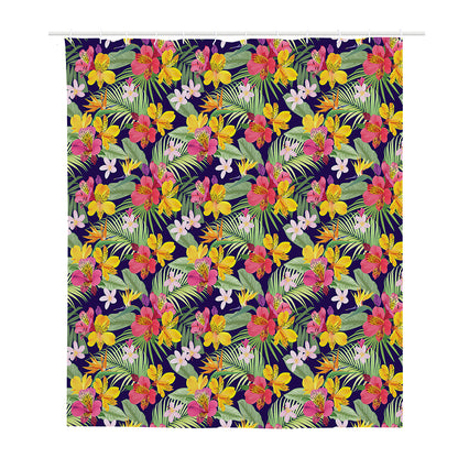 Tropical Alstroemeria Pattern Print Polyester Shower Curtain