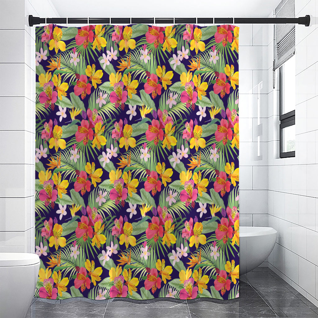 Tropical Alstroemeria Pattern Print Premium Shower Curtain