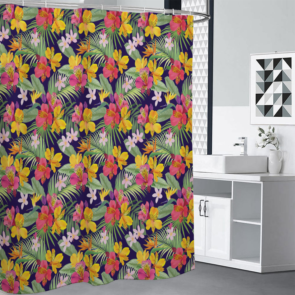 Tropical Alstroemeria Pattern Print Premium Shower Curtain