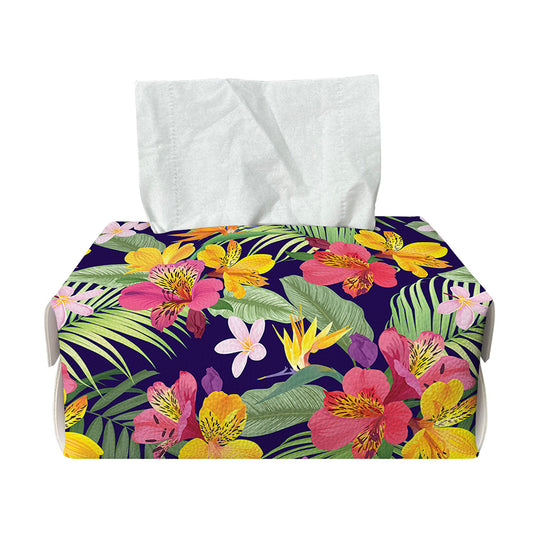 Tropical Alstroemeria Pattern Print Rectangle Tissue Box Cover