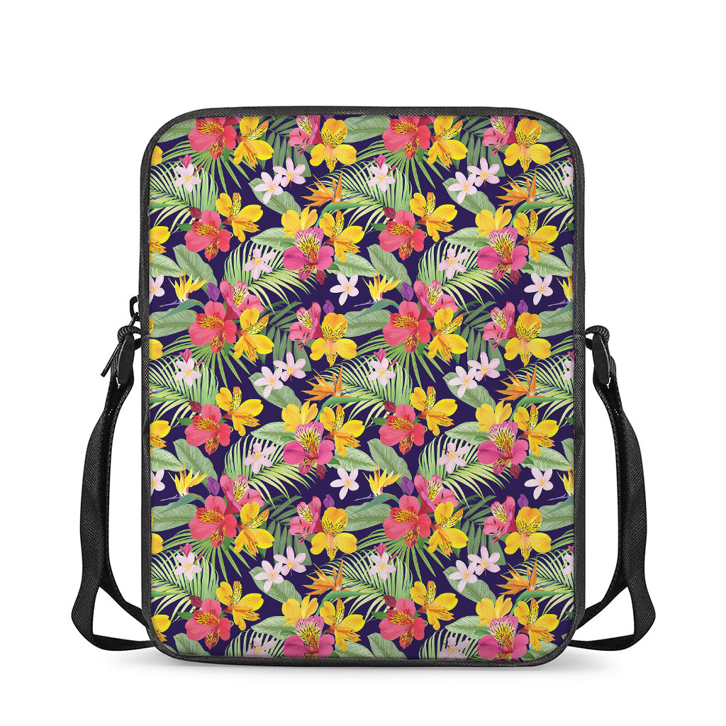 Tropical Alstroemeria Pattern Print Rectangular Crossbody Bag