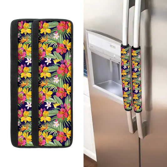 Tropical Alstroemeria Pattern Print Refrigerator Handle Covers