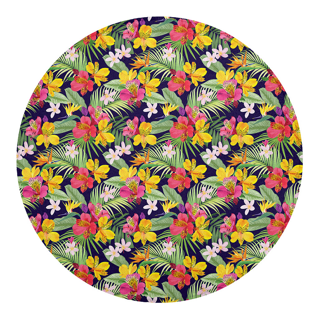 Tropical Alstroemeria Pattern Print Round Blanket