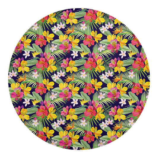 Tropical Alstroemeria Pattern Print Round Blanket
