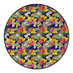 Tropical Alstroemeria Pattern Print Round Floor Mat