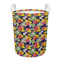 Tropical Alstroemeria Pattern Print Round Laundry Basket