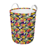 Tropical Alstroemeria Pattern Print Round Laundry Basket