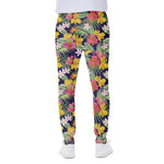 Tropical Alstroemeria Pattern Print Scuba Joggers