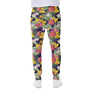 Tropical Alstroemeria Pattern Print Scuba Joggers