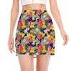 Tropical Alstroemeria Pattern Print Side Slit Mini Skirt