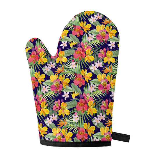 Tropical Alstroemeria Pattern Print Single Oven Mitt