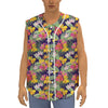 Tropical Alstroemeria Pattern Print Sleeveless Baseball Jersey