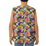 Tropical Alstroemeria Pattern Print Sleeveless Baseball Jersey