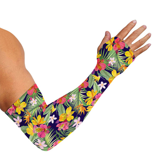 Tropical Alstroemeria Pattern Print Sun Protection Arm Sleeves