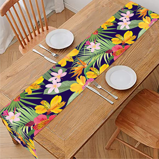 Tropical Alstroemeria Pattern Print Table Runner
