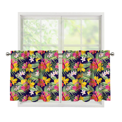 Tropical Alstroemeria Pattern Print Tier Curtains