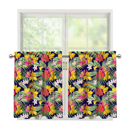 Tropical Alstroemeria Pattern Print Tier Curtains