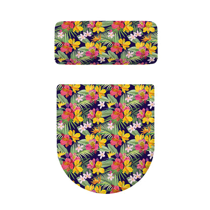 Tropical Alstroemeria Pattern Print Toilet Lid And Tank Cover Set