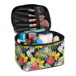 Tropical Alstroemeria Pattern Print Travel Makeup Bag