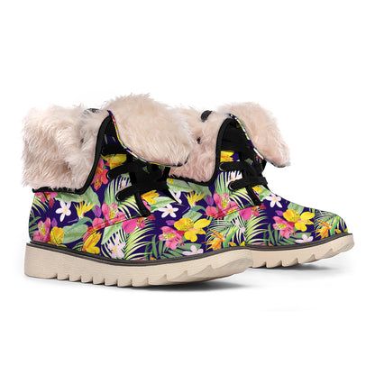 Tropical Alstroemeria Pattern Print Winter Boots