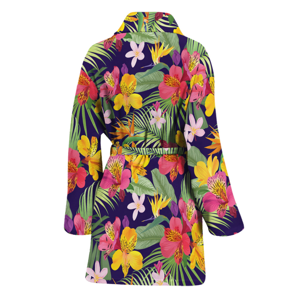 Tropical Alstroemeria Pattern Print Women's Bathrobe