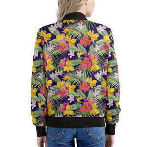 Tropical Alstroemeria Pattern Print Women's Bomber Jacket