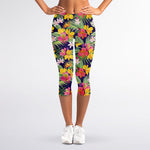 Tropical Alstroemeria Pattern Print Women's Capri Leggings