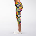 Tropical Alstroemeria Pattern Print Women's Capri Leggings
