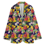 Tropical Alstroemeria Pattern Print Women's Cotton Blazer