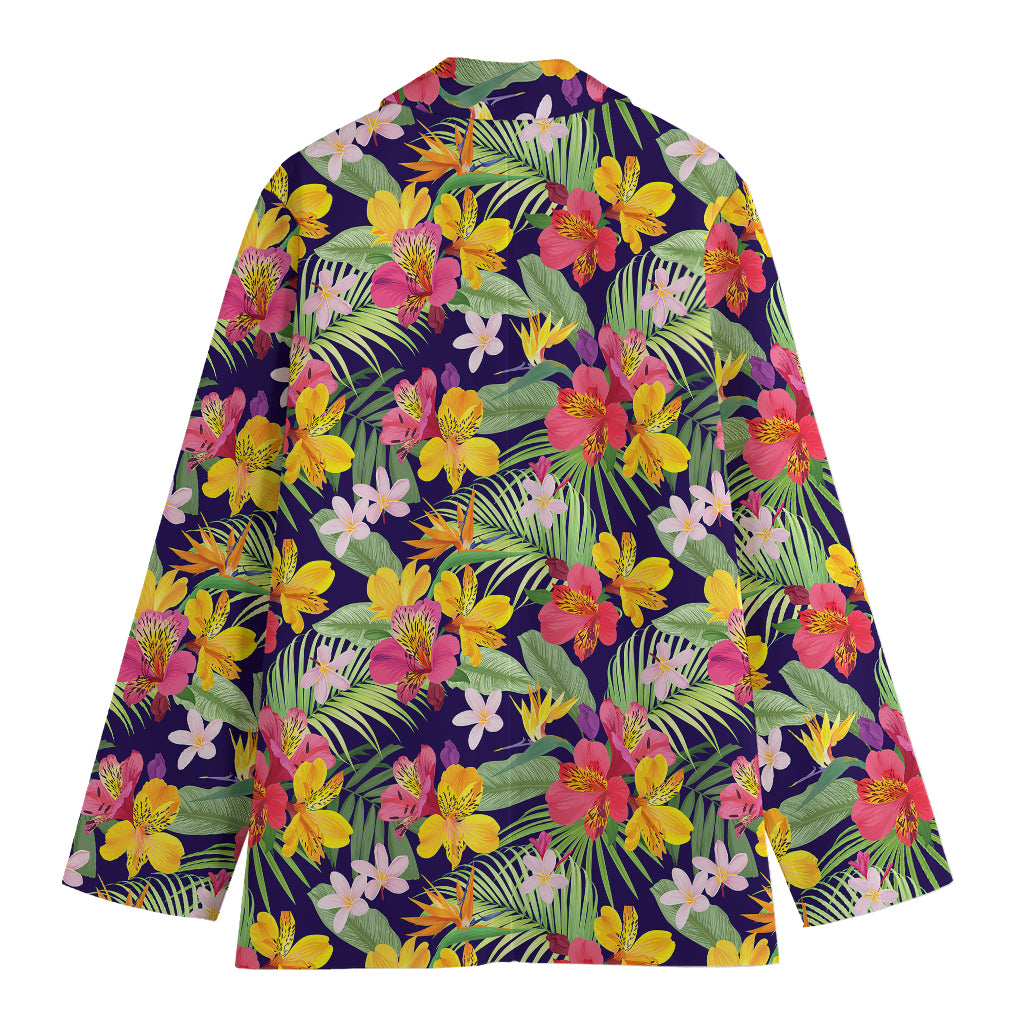 Tropical Alstroemeria Pattern Print Women's Cotton Blazer