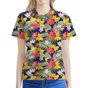 Tropical Alstroemeria Pattern Print Women's Polo Shirt