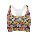Tropical Alstroemeria Pattern Print Women's Sports Bra