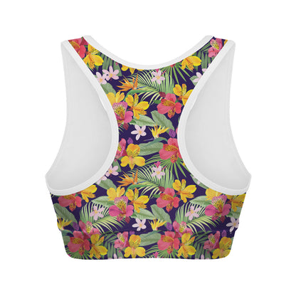 Tropical Alstroemeria Pattern Print Women's Sports Bra