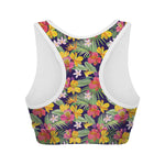 Tropical Alstroemeria Pattern Print Women's Sports Bra