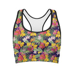 Tropical Alstroemeria Pattern Print Women's Sports Bra