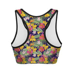 Tropical Alstroemeria Pattern Print Women's Sports Bra