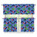 Tropical Aztec Geometric Pattern Print 3 Piece Kitchen Curtains