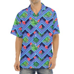 Tropical Aztec Geometric Pattern Print Aloha Shirt
