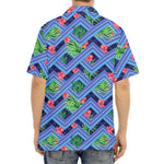 Tropical Aztec Geometric Pattern Print Aloha Shirt