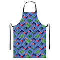 Tropical Aztec Geometric Pattern Print Bib Apron With Pocket